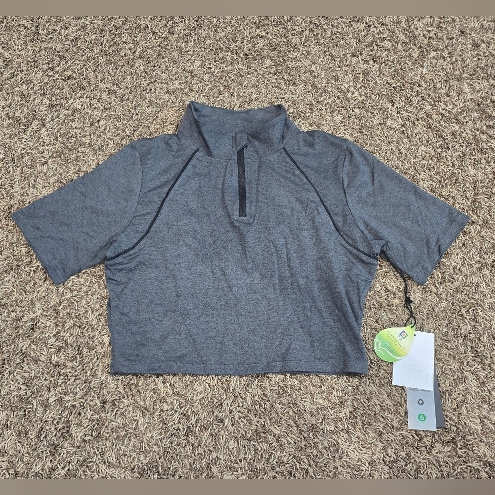 Mono B Womens 1/4 Zip Crop Top Size L NWT